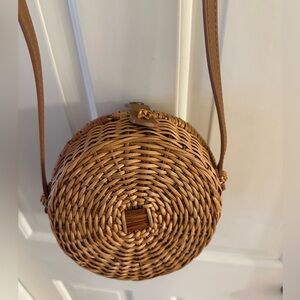 Straw Studios Woven Brown Crossbody Bag